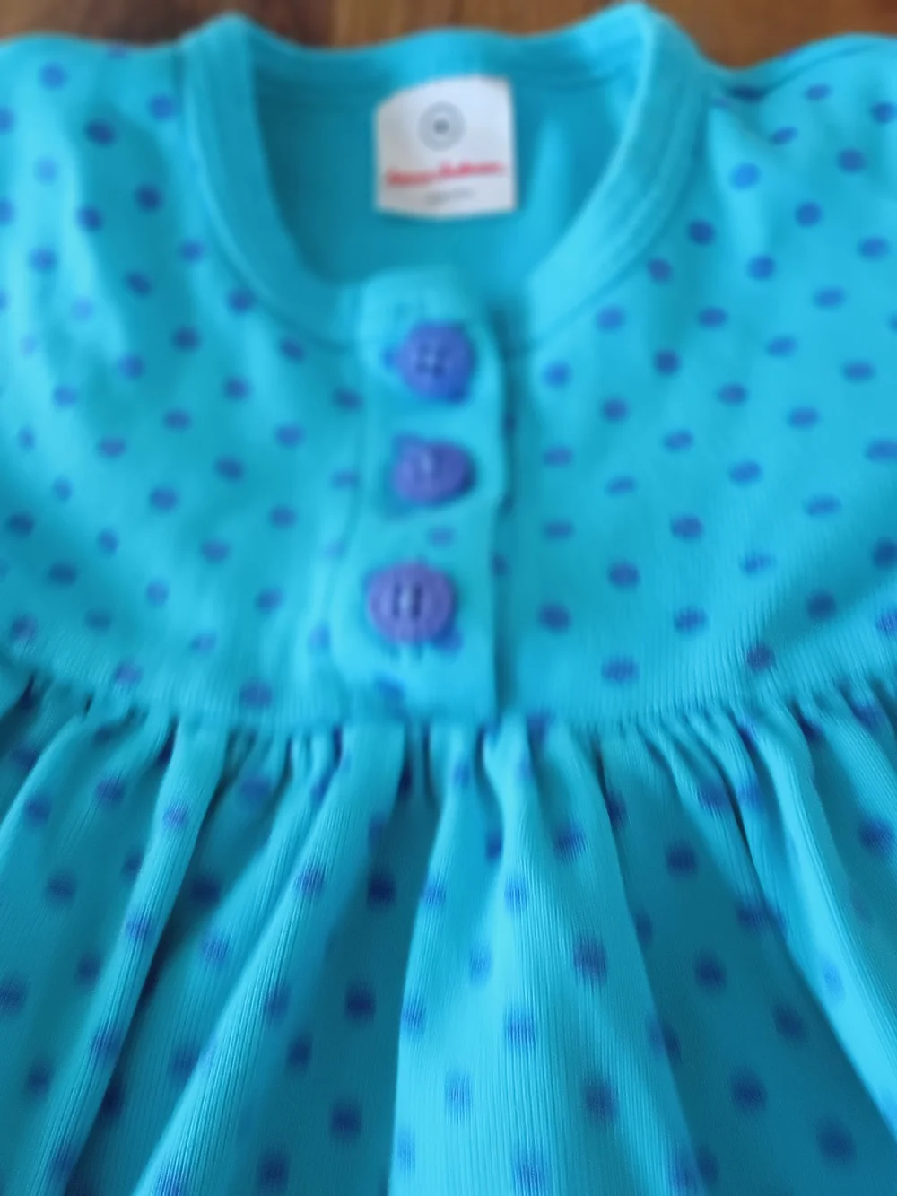 Hanna Andersson Turquoise Polka Dot Dress & Striped Leggings Pajama Set